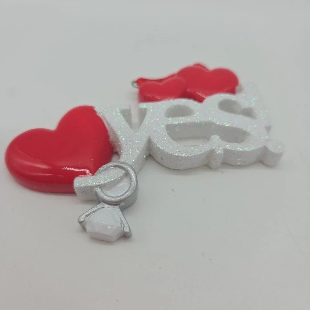 NEW Lot Of 4 YES! Engagement Heart Valentine's Day Ornaments